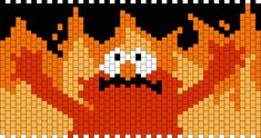 an image of a pixellated fire with eyes