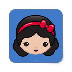 a cartoon girl with a red bow on her head and black hair, is smiling