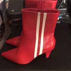 Brand New Ankle Boots Trendy Red Boots For Spring, Red Heel Boots, Cute Stuff To Buy, Snakeskin Cowboy Boots, Doc Marten Boot, Red Leather Boots, Stuart Weitzman Boots, Sock Booties, Zara Leather