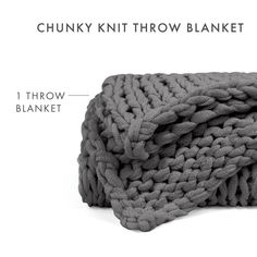 the chunk knit throw blanket is shown with instructions