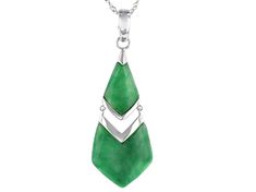 Pacific Style™ 23x21mm & 17x13mm Custom Jadeite Cabochon, Rhodium Over Sterling Silver Dangle Enhancer With 18" Singapore Chain. 2" Extender. Lobster Claw Clasp. Measures approximately 2.40"L x .82"W Nickel-free Green Drop Jewelry, Green Nickel-free Drop Jewelry, Nickel-free Jade Pendant Necklace, Elegant Nickel-free Jade Necklaces, Green Pendant Necklace With Polished Finish, Green Polished Pendant Necklace, Nickel-free Jade Pendant Jewelry, Green Teardrop Pendant Jewelry With Natural Stones, Green Teardrop Polished Jewelry