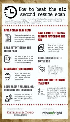 a poster with instructions on how to beat the six second resume