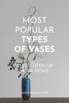 a vase with flowers in it and the words most popular types of vases to brighten up your home