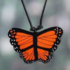 Radiant wings and tender colors make the monarch butterfly a universal symbol of hope, change and magic. Inspiring many around the world, this gracious creature is the muse of designer Ritu Thapar and a talented Indian team, who use their expertise to capture the butterfly's gorgeous look. The team uses ceramic and a nylon cord to craft this monarch butterfly pendant necklace, whose hand-painted details create a lovely illusion perfect for adding fairy grace to your ensembles. Indian Team, Ceramic Pendant Necklace, Grace To You, India Gift, The Monarch, The Muse, Butterfly Pendant Necklace, Hope Symbol, Ceramic Pendant