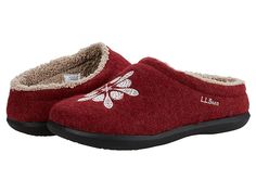 L.L.Bean Daybreak Scuffs Motif - Women's Slippers : Deepest Red/Snowshoes Pinecones : Calling all lovers of dogs and cozy clogs! The L.L.Bean Daybreak Scuffs Motif are just for you. Clog-style upper is crafted from wool. Wool-clog-style upper features a high-pile fleece sock liner for warmth and comfort. Anti-slip rubber soles make these shoes perfect for lounging around the house or running a errands around town. Slip-on style. Imported. Measurements: Weight: 6 oz Product measurements were take Wool Clogs, Clog Style, Fleece Socks, Snowshoes, Clogs Style, Liner Socks, Women's Slippers, Snow Shoes, Ll Bean