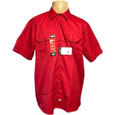 Dickies Original Short Sleeve Work Shirt Is True To The Brand's Work Wear Heritage. Traditional Fit For Ease Of Movement. Generous Fit In Shoulders And Chest Twill, 65% Polyester/35% Cotton Resists Wrinkles Moisture-Wicking For Comfortable Wear Square Tail Design Stays Tucked In Red Relaxed Fit Shirt For Work, Red Collared Flannel Shirt, Red Cotton Button-up Short Sleeve Shirt, Red Work Shirt With Pockets, Red Workwear Shirt With Pockets, Red Cotton Shirt With Button Closure, Red Collared Shirt With Pockets, Casual Collared Short Sleeve Red Shirt, Red Collared Cotton Shirt