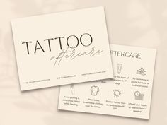 tattoo aftercare business cards on top of each other