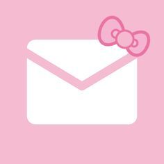 an envelope with a pink bow on it and the word hello kitty written in white