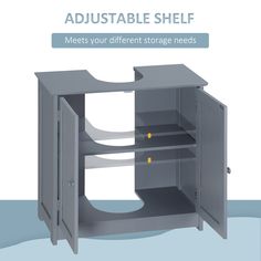 an adjustable shelf with three shelves on each side