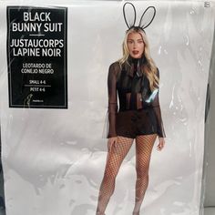 Black Bunny Suit Women’s Small (4-6) Women’s Black Halloween Costume, New Seal Bag, Black Color, Includes 2 Pieces Leotard, Bunny Ears Headband, Made Modern Hero, Body Suit 100% Polyester Bunny Hero Costume, Black Halloween Costume, Bunny Ears Headband Black, Black Halloween Costumes, Hero Black, Bunny Ears Headband, Black Bunny, Bunny Suit, Suit Women