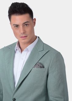 Delivered in as little as two weeks. Covered by our Free Remake Guarantee. Don’t forget Shirts, Pants, Ties & Squares. Center Of Attention, Custom Jacket, Linen Jacket, Jade Green, Effortless Style, Jade, Suit Jacket, Custom Made, Pants