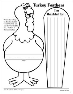 a turkey is standing next to a tall piece of paper with the words turkey feathers on it