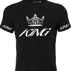 King Men T-Shirt Short Sleeve King Queen Shirts His Tees Size -Small King Queen Shirts, Wwe T Shirts, Black Comics, King Tshirt, Queen Shirts, Grey Crewneck, Tie Dye T Shirts, Men T Shirt, Western Shirts