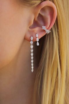 Pear-shaped Diamond Earrings With Vvs Clarity, Drop Single Cut Diamond Earrings, Earrings Outfit, Diamond Ear Cuff, The Bling Ring, Diamond Choker Necklace, Expensive Jewelry Luxury, Diamond Choker, Ear Stack