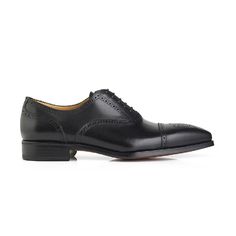 A sharper variation of the cap-toe brogue, carefully finished by hand to achieve a refined 'antico' tone.  Fine calf leather Handmade leather sole Option: Anti Slip Sole Material: Leather  Care intructions: Take good care of your shoes and they should do you proud for many years. Shoes should be put on using a shoe horn. Avoid wearing the same shoes on consecutive days since the moisture absorbed by the leather takes at least 24 hours to dry out. For storage, insert a shoe tree to avoid deformat Classic Goodyear Welted Lace-up Shoes With Almond Toe, Timeless Goodyear Welted Dress Shoes For Derby, Classic Lace-up Shoes With Goodyear Welt And Almond Toe, Classic Lace-up Shoes With Goodyear Welted Almond Toe, Goodyear Welted Almond Toe Dress Shoes For Derby, Timeless Oxford With Leather Sole For Derby, Timeless Oxford Shoes With Leather Sole For Derby, Calf Leather Cap Toe Oxfords With Branded Insole, Timeless Cap Toe Derby Shoes For Semi-formal Occasions