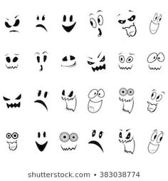 an image of various faces drawn in black and white