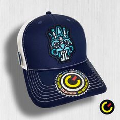 Complete your Outfit with our Premium Cap of the Mesoamerican God Tláloc and take your Mexa pride everywhere Casual White Baseball Cap With Patches, Adjustable Baseball Cap With Patches For Streetwear, Curved Bill Trucker Hat With Embroidered Patch For Streetwear, Trucker Baseball Cap With Graphic Print Flat Bill, Blue Trucker Hat For Streetwear With Curved Visor, Trucker Snapback Hat With Embroidered Patch For Streetwear, Blue Trucker Hat With Curved Visor For Streetwear, Navy Curved Bill Trucker Hat For Streetwear, Trucker Baseball Cap With Graphic Print And Curved Brim