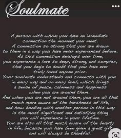 a poem written in white ink on a black background with the words soulmate above it