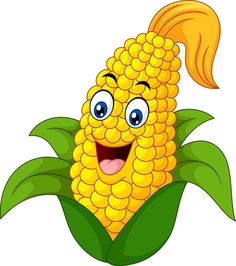 cartoon corn on the cob with happy face