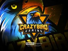 the logo for crazy bird gaming, featuring an eagle and space shuttle in the background