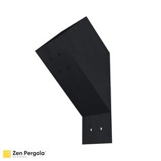 an image of a black metal object on a white background with the word zen pergola written below it