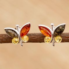 Amber was prized as a trade good by the ancient Aztecs, whose home was in the Anahuac Valley, today Mexico City. The jewelry-making Del Toro Family lives here as well, creating treasures such as these butterfly earrings with amber wings set into 925 sterling silver. Due to the natural, organic origin of amber, please expect slight variations in color and size. Since amber is a solidified resin, there may be remnants of plants and insect fossilized within — which only proves its authenticity. Ancient Aztecs, Baroque Art, Natural Amber, Silver Dangle Earrings, Sterling Silver Dangle Earrings, Butterfly Earrings, Mexico City, Natural Organic, Post Earrings