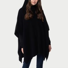 A Hooded Design Brings Extra Warmth To This Simply Chic Charter Club Poncho. Approx. Dimensions: 36" 27-1/2"; One Size Created For Macy's Polyester/Nylon Hand Wash Imported Cozy Black Outerwear, Black Hoodie For Cold Weather In Fall, Cozy Black Hoodie For Fall, Cozy Black Outerwear For Winter, Black Hooded Sweater For Cold Weather, Warm Black Hoodie For Winter, Cozy Black Winter Outerwear, Casual Hooded Poncho For Cold Weather, Cozy Black Hoodie For Cold Weather