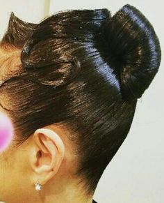 Slick Hairstyles, Black Girls Hairstyles, Hair Updos, Buns, Girl Hairstyles, Black Hair, Ear Cuff, Hairstyles, Japan