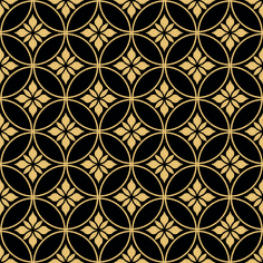 an abstract black and gold background with circles in the shape of intersecting lines, which are interlocked into one another