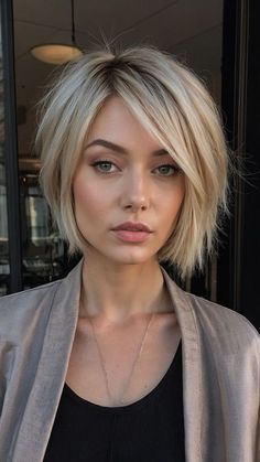 #BEAUTY ,#REALATIONSHIPS #Fashion #Outfits #Summer Outfits #Animals Layered Short Haircuts For Fine Hair, Layered Bob Hairstyles Straight, Short Bob With Long Layers, Fall Short Hair 2024, Layered Hair Short Straight, Short Layerd Bob, Haircuts For Fine Thick Hair, Fine Hair Bobs, Short Hair Cuts For Women Fall 2024