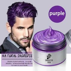 Disposable Dyeing Hair Dyeing Cream With A Light Fragrant And Easy To Clean Color Plant Ingredients Non Irritating 100g Features: Say goodbye to boring colors ! Experience the unique and magnificent brilliance of a multi-dimensional appearance . If you are having a party , New Year , or want to add some color to your hair ,colorful colors will make you look very Plant ingredients can nourish hair , keep hair hydrated , and reduce hair frizzand split ends caused by dryness dyeing The steps are , Hair Color Wax, Pomade Style, Dyed Hair Purple, Temporary Hair Dye, Diy Hair Color, Temporary Hair Color, Permanent Hair Dye, Hair Wax, Styling Cream