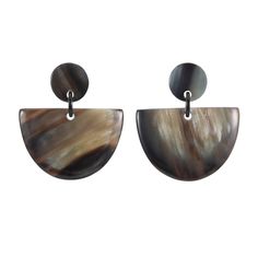 Natural dark half disks dropped from a post. Buffalo horn is a natural material, each item has a unique character and may vary from image. 1.25 IN drop Horn Earrings, Best Wallet, Drop Earring, Natural Material, Natural Materials, Horn, Buffalo, Drop Earrings, Nature