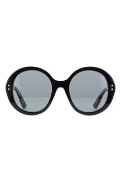 GUCCI-Round Sunglasses-BLACK Luxury Black Round Frame Sunglasses, Luxury Round Tinted Sunglasses, Luxury Round Sunglasses With Gradient Lenses, Gucci Sunglasses Women, Sunglasses Gucci, Sunglasses Round, Sunglasses Women Designer, Gucci Sunglasses, Round Sunglasses