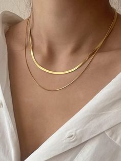 CHESKY 14K Gold/Silver Plated Snake Chain Necklace Herringbone Necklace Gold Choker Necklaces for Women Girl Gifts Jewelry 1.5/3/5MM(W) 14"/16"(L) Shein Wishlist, Jewelry Necklace Simple, Enchanted Jewelry, Minimalist Chain, Layered Chain Necklace, Herringbone Necklace, Snake Chain Necklace, Gold Choker Necklace, Necklace Sets