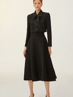 Editor's notesThis tweed skirt features relaxed, flare silhouette in maxi length. Subtle pearly texture adds to the feminine, romantic mood. - Lightweight tweed fabric- Voluminous A-line silhouette- Comfortable side pockets- Casual yet luxurious styleMeasurements(in.)Size (32(XS) / 34(S) / 36(M) )- Waist: 12.20 in / 13.19 in / 14.17 in - Length: 31.10 in / 31.3 in / 31.5 in * Model info: Height 5' 7, wearing Size 34Composition & Care- 10% Acrylic, 90% Polyester - Dry Cleaning only Designer- by IvanaHelsinki Tweed Midi Skirt, Work Outfit Office, Feminine Romantic, Romantic Mood, Skirt Suit Set, Tweed Skirt, W Concept, Tweed Fabric, Office Outfits