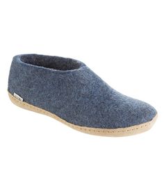 These attractive slipper shoes feature premium felted wool uppers and classic leather outsoles. You'll want to wear them all winter long. Felted wool upper and lining are superwarm and comfortable. Leather outsole; indoor use only. Imported. Casual Wool Slippers With Leather Sole, Winter Wool Slippers With Cushioned Footbed, Wool Slippers With Cushioned Footbed For Winter, Wool Slip-on Slippers With Leather Sole, Wool Slippers With Rubber Sole And Round Toe, Winter Wool Slippers With Rubber Sole, Wool Slippers With Leather Sole For Winter, Winter Wool Slippers With Leather Sole, Winter Wool Slip-on Slippers