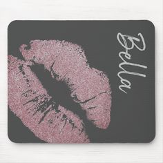 Lipstick print purple pink lip stain gray cute Lipstick Print, Cute Mouse Pad, Cute Mouse