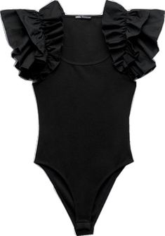 Fitted Ruffles Bodysuit, Chic Fitted Ruffles Bodysuit, Chic Fitted Ruffled Bodysuit, Chic Fitted Bodysuit With Ruffles, Fitted One-piece Bodysuit With Ruffles, Trendy Fitted Bodysuit With Ruffles, Fitted Ruffles Bodysuit For Spring, Fitted Ruffles Bodysuit For Night Out, Chic One-piece Ruffled Bodysuit