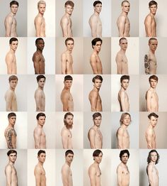 many different pictures of a young man with no shirt on and without his shirt off