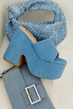 Miss Lola | Still Your Best Denim Chunky Platform Mules Shoe Model, Miss Lola, Platform Mules, Womenswear Fashion, Chunky Sandals, Platform Heels Chunky, Super Chunky, Chunky Platform, Inspired Fashion