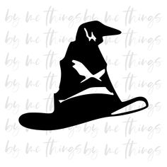 a black and white silhouette of a wizard's hat