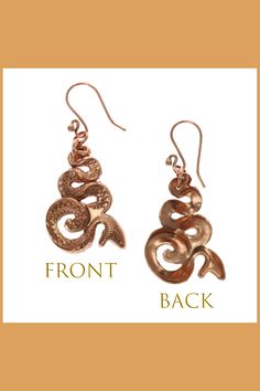 Mystic Snake Copper Drop Earrings Snake Design, Unique Earrings, Fashion Forward, Copper, Drop Earrings