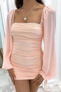 Party Dresses Short, Dress Peach, Pink Party Dresses, Classy Prom Dresses, Cute Dress Outfits, Dress Homecoming