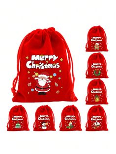 a red bag filled with lots of christmas decorations