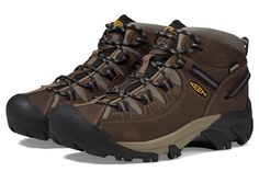 KEEN Targhee II Mid - Men's Waterproof Boots : Shitake/Brindle : These boots tend to run small. When ordering, please select a half size larger than your normal street size. The KEEN Targhee II Mid keeps your feet dry and lets them breathe, and the aggressive outsole bites into the terrain. It's built for all-day comfort, and the mid-cut height adds ankle support. Four-wheel-drive performance for your feet. Waterproof leather, webbing, and mesh upper. Upper is made of environmentally preferred p High-top Leather Hiking Boots With Steel Toe, Keen Hiking Boots, Brown High-top Hiking Boots With Reinforced Toe, Hiking Shoes Keen, Brown Gore-tex Hiking Boots With Reinforced Toe, Mens Waterproof Boots, Ankle Support, Four Wheel Drive, Waterproof Boots