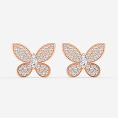 2 ctw Marquise Lab Grown Diamond Petite Pave Butterfly Fashion Earrings 14K Rose Gold FG, VS2+ Butterfly Fashion, All That Glitters, Fashion Earrings, Lab Grown, Lab Grown Diamonds, Lab, Yellow Gold, Rose Gold, Glitter