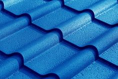 blue roof tiles with water drops on them