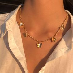 Kalung Choker, Chain Butterfly, Charm Choker Necklace, Pendant Choker, Boho Style Jewelry, Party Necklace, Butterfly Pendant Necklace, Gold Necklaces, Chain Choker Necklace