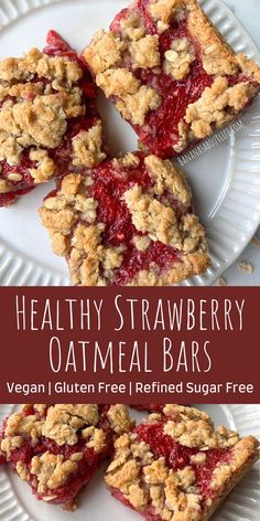 healthy strawberry oatmeal bars Bars Gluten Free, Strawberry Oatmeal Bars, Strawberry Oatmeal, Healthy Strawberry, Lost 100 Pounds, Oatmeal Bars, Gluten Free Dairy Free Recipes, Dairy Free Dessert