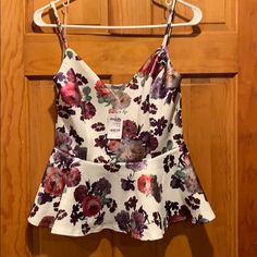 Charlotte Russe Tank Sz L Nwt. This Can Be Dressed Down With Jeans Or Dressed Up And Worn For A Night Out. Thicker Material. White Floral Print Tank Top For Party, Fitted Floral Print Tank Top For Brunch, Hollister Style, Tan Tank Top, White Crop Top Tank, Sequin Shirt, Tunic Tank Tops, Floral Outfit, Grey Tank Top